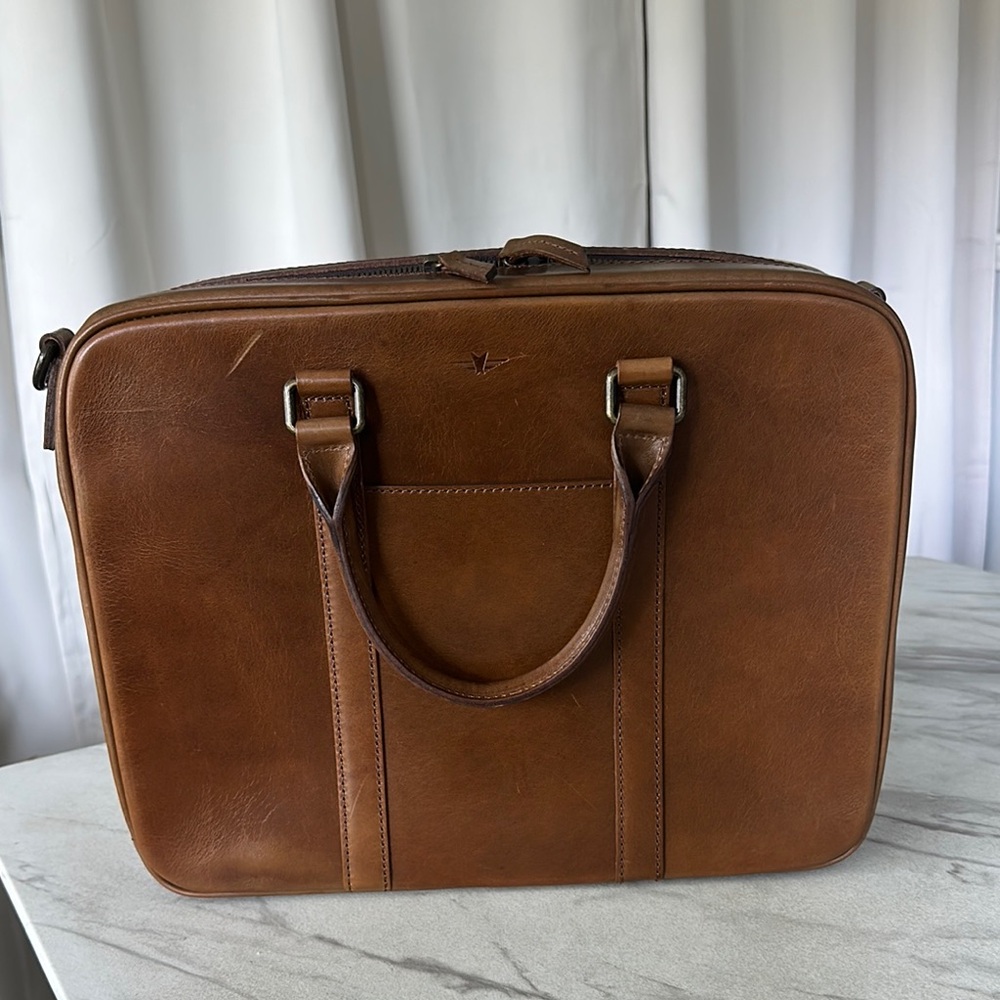 Elegant Brown Leather Men's Bag by Satchel & Page.
